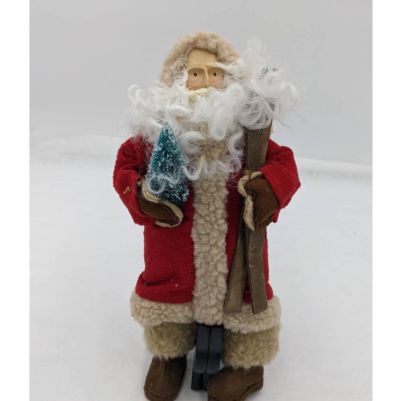 Vintage Santa Claus  Set of 2 Winter Christmas Hitting the Slopes Skiing 9" Tall