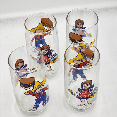 Pepsi Country Kitchen Country Gal & Boy Vintage Collector Drinking Glasses Set 4