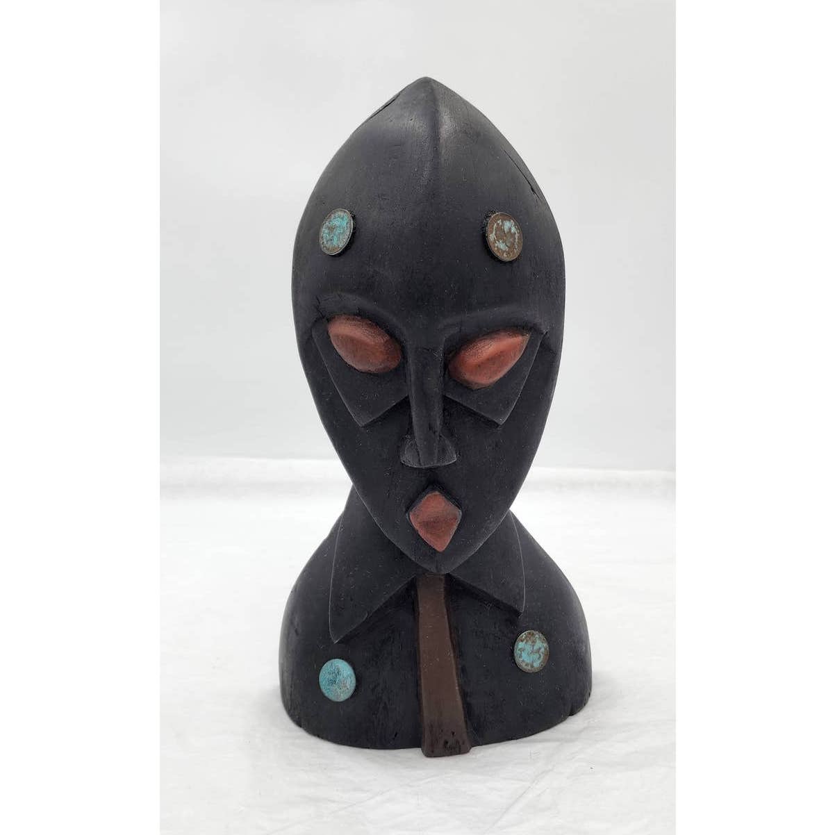 Vintage African Face Mask Tabletop Wooden Handcrafted Ghana West Africa 12.5"