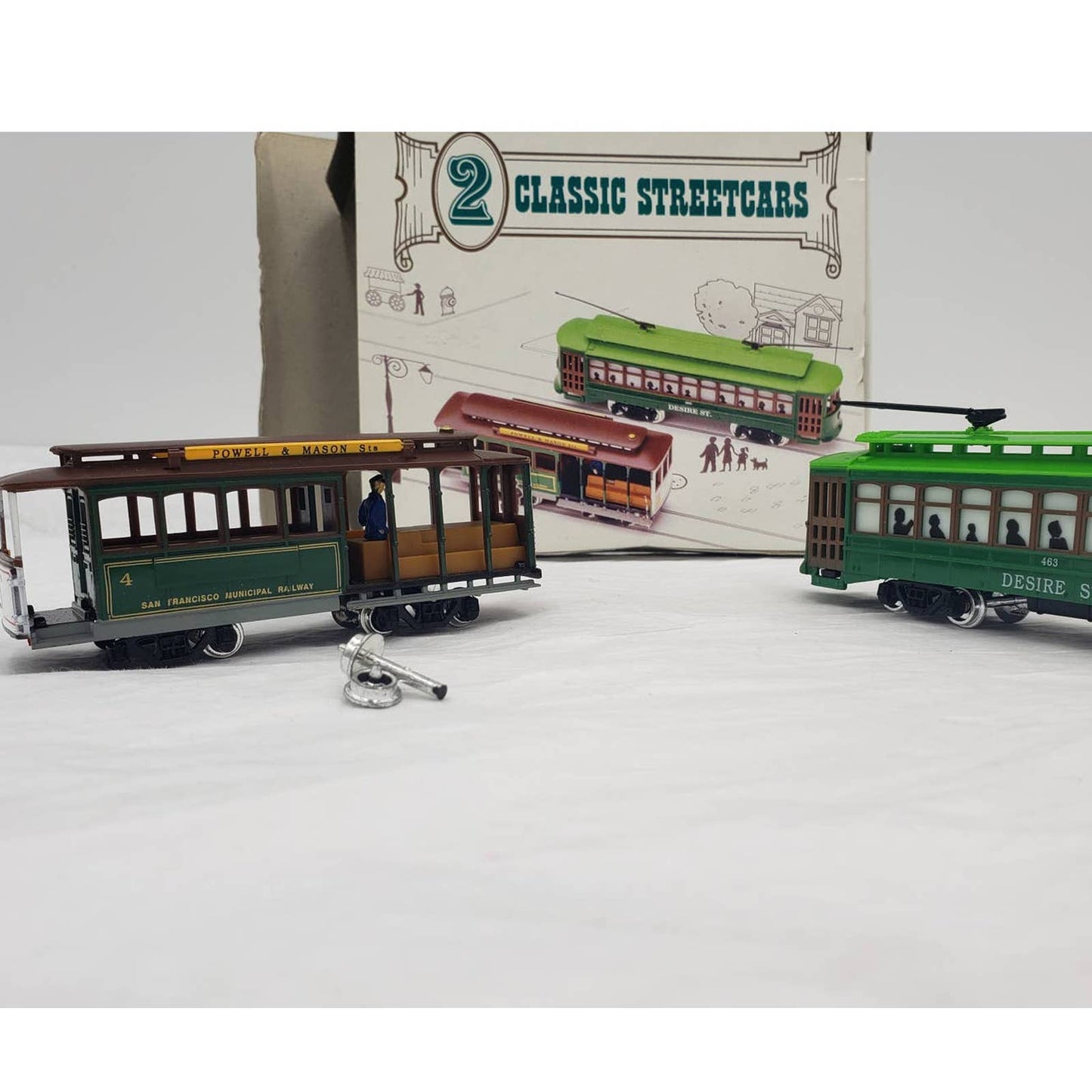 2 Classic Streetcars Trains Locomotives with Box