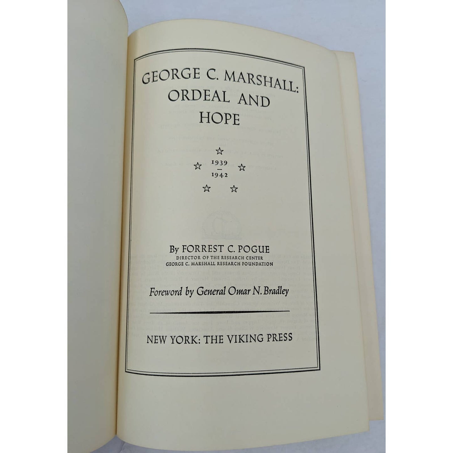 George C. Marshall Ordeal And Hope 1939-1942 WW2 Military Vintage Hardcover 1966